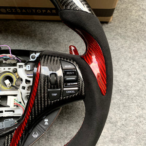 czd auto parts carbon fiber steering wheel for Acura TLX 2015-2021 with red thumb grips