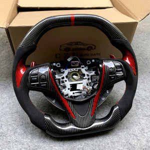 czd auto parts carbon fiber steering wheel for Acura TLX 2015-2021 with red thumb grips