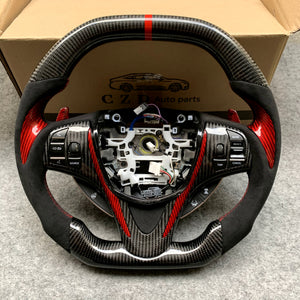 czd auto parts carbon fiber steering wheel for Acura TLX 2015-2021 with red thumb grips