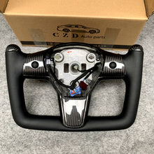 Load image into Gallery viewer, CZD auto parts for  Tesla Model 3 2017-2020 carbon fiber steering wheel yoke style wheel