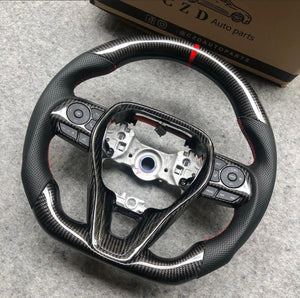 czd auto parts carbon fiber steering wheel for Toyota Corolla 2019-2020 with red stripe and stitch