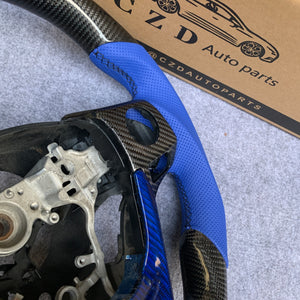 czd auto parts carbon fiber steering wheel for Toyota Corolla 2014-2017 with blue leather