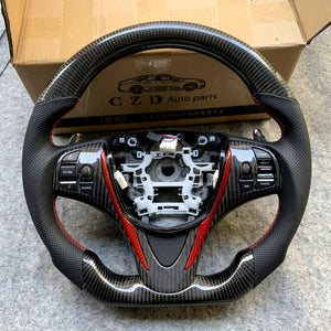 czd auto parts carbon fiber steering wheel for Acura TLX 2015-2021 with red trim and stitch