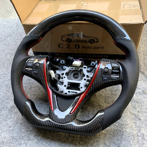 czd auto parts carbon fiber steering wheel for Acura TLX 2015-2021 with red trim and stitch