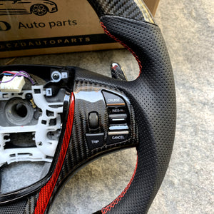 czd auto parts carbon fiber steering wheel for Acura TLX 2015-2021 with red trim and stitch