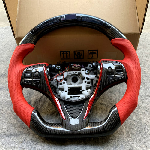 czd auto parts carbon fiber steering wheel for Acura TLX 2015-2021 with red trim and led