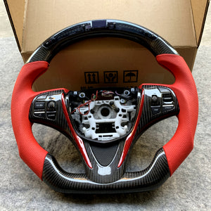czd auto parts carbon fiber steering wheel for Acura TLX 2015-2021 with red trim and led