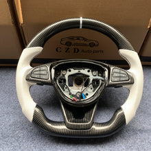 Load image into Gallery viewer, CZD auto parts for Mercedes Benz W205 AMG C43 GLA 45 C218 W213 X253 C253 W166 W222 R172 R231 carbon fiber steering wheel with white smooth leather side