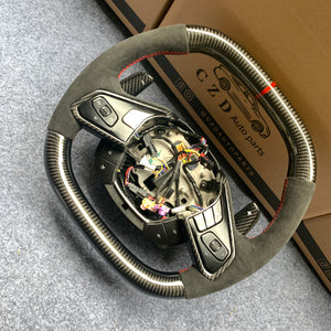 CZD auto parts carbon fiber steering wheel for Chevrolet Corvette C8 with red stitching