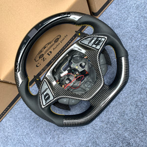 CZD auto parts carbon fiber steering wheel for Chevrolet Corvette C7 2014-2019 with black perforated leather