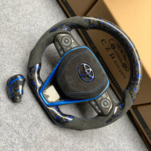 Load image into Gallery viewer, CZD Autoparts for Toyota Avalon 2018-2022 carbon fiber steering wheel gloss forged carbon fiber with blue flakes top and bottom
