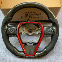 Load image into Gallery viewer, CZD Autoparts for Toyota 8th gen Camry se xse le xle 2018-2022 carbon fiber steering wheel gloss black carbon fiber top and bottom