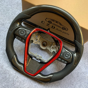 CZD Autoparts for Toyota 8th gen Camry se xse le xle 2018-2022 carbon fiber steering wheel gloss black carbon fiber top and bottom