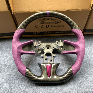 czd auto parts carbon fiber steering wheel for Infiniti Q50 with purple stripe and leather