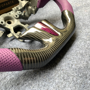 czd auto parts carbon fiber steering wheel for Infiniti Q50 with purple stripe and leather