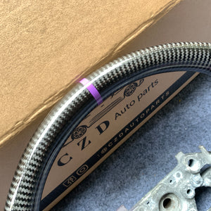 czd auto parts carbon fiber steering wheel for Infiniti Q50 with purple stripe and leather