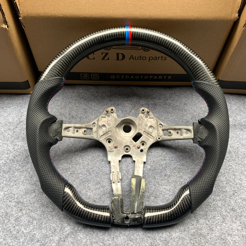 CZD Autoparts For BMW M2 F87 M3 F80 M4 F82 carbon fiber steering wheel gloss forged carbon fiber top&bottom