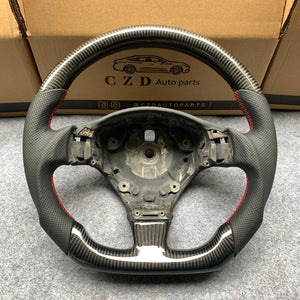 CZD Autoparts For Maserati Quattroporte 2003-2012 carbon fiber steering wheel gloss finish with perforated leather