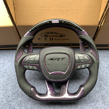 Load image into Gallery viewer, CZD auto parts for Dodge Durango 2018-2021 carbon fiber steering wheel with purple wire carbon fiber