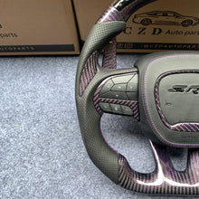 Load image into Gallery viewer, CZD auto parts for Dodge (SRT) Challenger 2015-2021 carbon fiber steering wheel with purple wire carbon fiber
