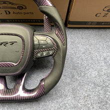 Load image into Gallery viewer, CZD auto parts for Dodge (SRT) Challenger 2015-2021 carbon fiber steering wheel with purple wire carbon fiber