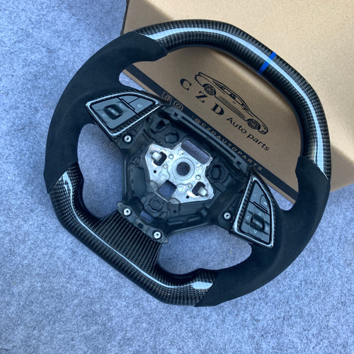 CZD auto parts carbon fiber steering wheel for Chevrolet Corvette C7 2014-2019 with blue stripe