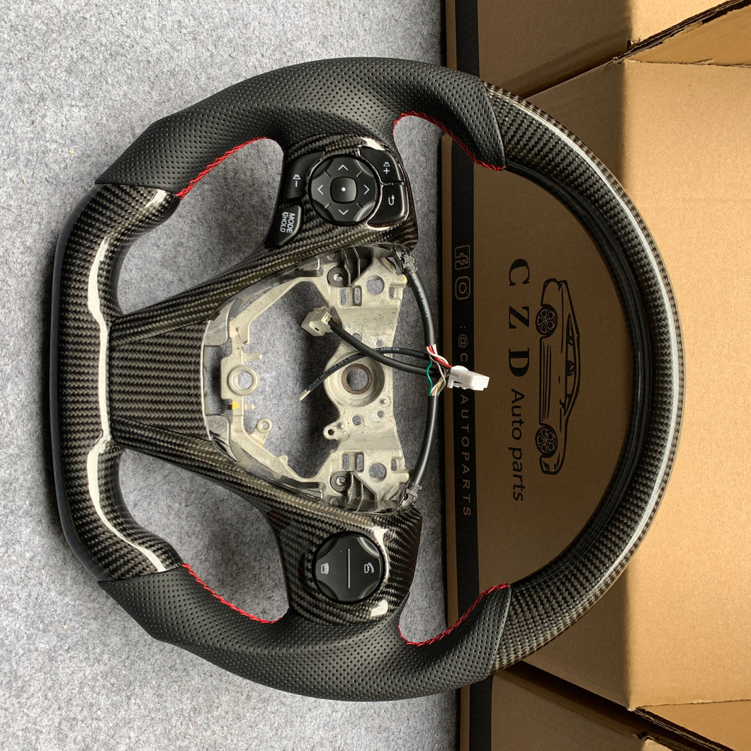 CZD For 2013/2014/2015/2016/2017 7th Toyota Gamry carbon fiber steering wheel with perforated leather sides