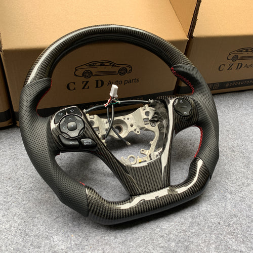 czd auto parts carbon fiber steering wheel for Toyota Venza 2013-2015 with black perforated leather
