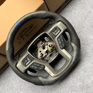CZD Auto Parts carbon fiber steering wheel for Ford F-250 2017-2021 with matte forged carbon fiber