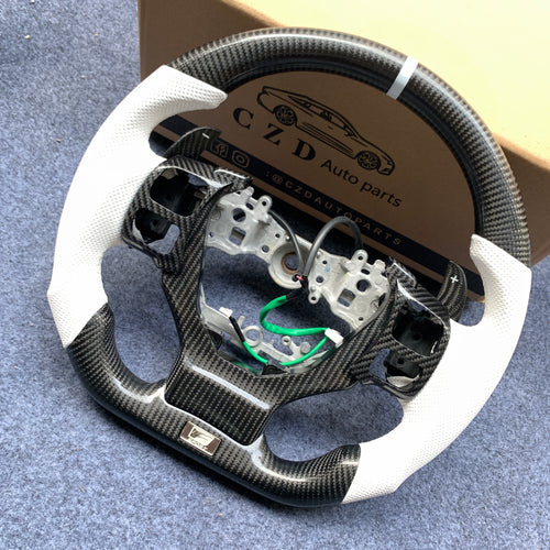 CZD auto parts carbon fiber steering wheel for Lexus NX 200T 2014-2020 with white perforated leather