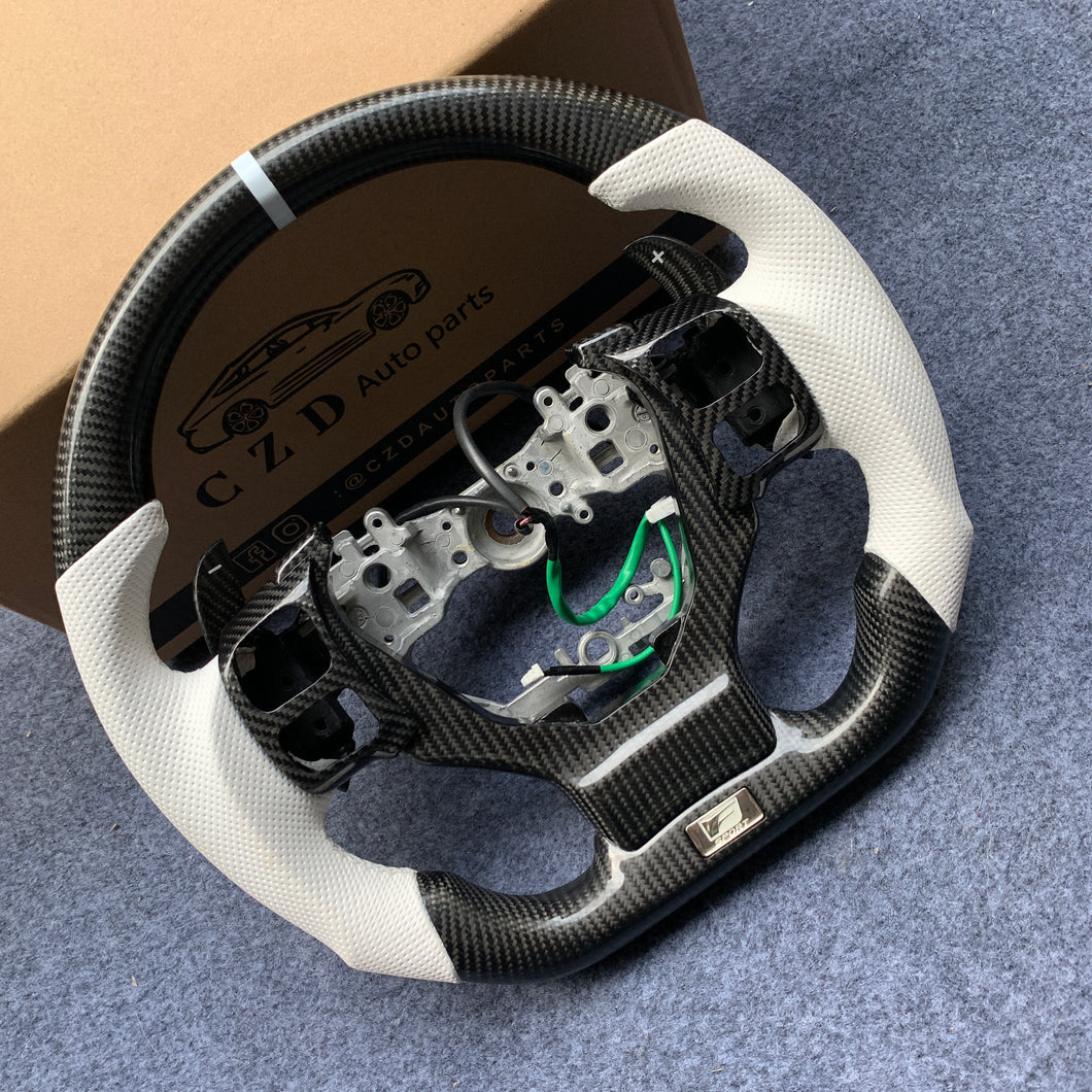 CZD auto parts carbon fiber steering wheel for Lexus RCF F sport with white perforated leather