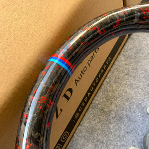 CZD Autoparts For BMW X5M X4 carbon fiber steering wheel gloss forged carbon fiber with red flakes trim