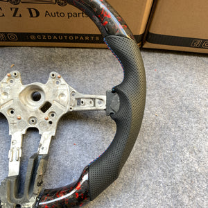 CZD Autoparts For BMW X5M X4 carbon fiber steering wheel gloss forged carbon fiber with red flakes trim