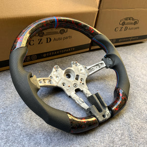 CZD Autoparts For BMW X5M X4 carbon fiber steering wheel gloss forged carbon fiber with red flakes trim