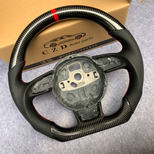 CZD auto parts carbon fiber steering wheel for Audi S5 (8T) with red stripe