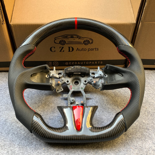 czd auto parts carbon fiber steering wheel for Infiniti Q50 with red trim and stripe