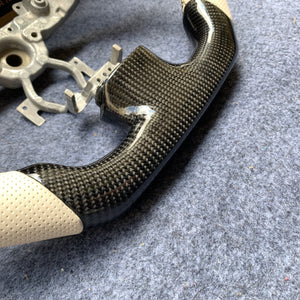 czd auto parts carbon fiber steering wheel for Infiniti G37 with white stitch and black stripe