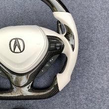 Load image into Gallery viewer, czd auto parts carbon fiber steering wheel for Acura TSX 2009-2014 with white perforated leather