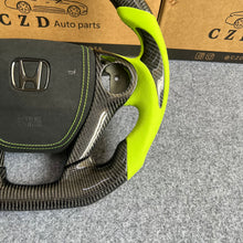 Load image into Gallery viewer, CZD auto parts for Honda Ridgeline 2017-2020 carbon fiber steering wheel with green alcantara leather side