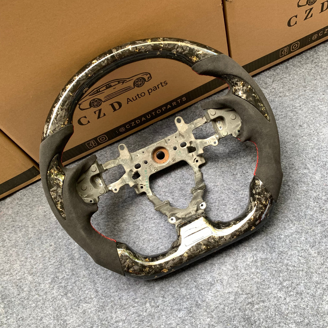 CZD Autoparts For Honda FK2 carbon fiber steering wheel forged carbon fiber with golden flakes top&bottom