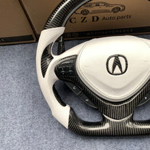 Load image into Gallery viewer, czd auto parts carbon fiber steering wheel for Acura TSX 2009-2014 with white stripe and airbag cover