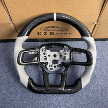Load image into Gallery viewer, CZD auto parts for Ford Mustang 2024+ carbon fiber steering wheel with white perforated leather