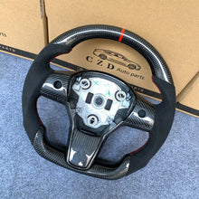 Load image into Gallery viewer, CZD Tesla Model 3 2017/2018/2019/2020 carbon fiber steering wheel with alcantara
