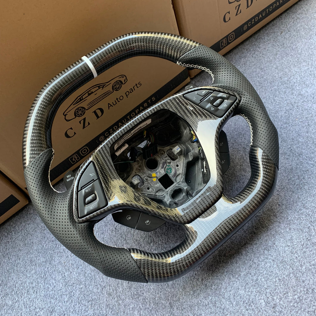 CZD auto parts carbon fiber steering wheel for Chevrolet 6th gen Camaro 2016-2020 with white stitching