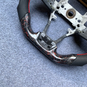 CZD Autoparts For Honda 10th gen Civic SI 2016-2021 carbon fiber steering wheel gloss forged carbon fiber with red wire top&bottom