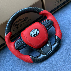 CZD Autoparts for Toyota 8th gen Camry se xse le xle 2018-2022 carbon fiber steering wheel gloss black carbon fiber top and bottom