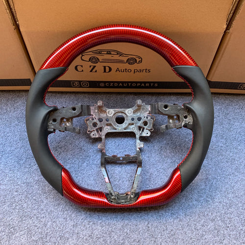 CZD Autoparts for Honda 10th gen Accord EXL EX LX 2018-2022 carbon fiber steering wheel gloss red carbon fiber top and bottom