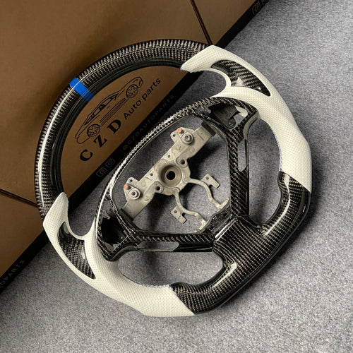 czd auto parts carbon fiber steering wheel for Infiniti Q40 Q60 2014-2015 with white perforated leather