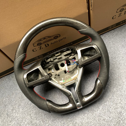 CZD auto parts carbon fiber steering wheel for Maserati Ghibli M157 2014-2019 with black perforated leather