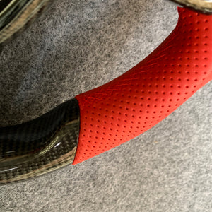 CZD Autoparts For Honda 11th gen Civic XI carbon fiber steering wheel red perforated leather sides